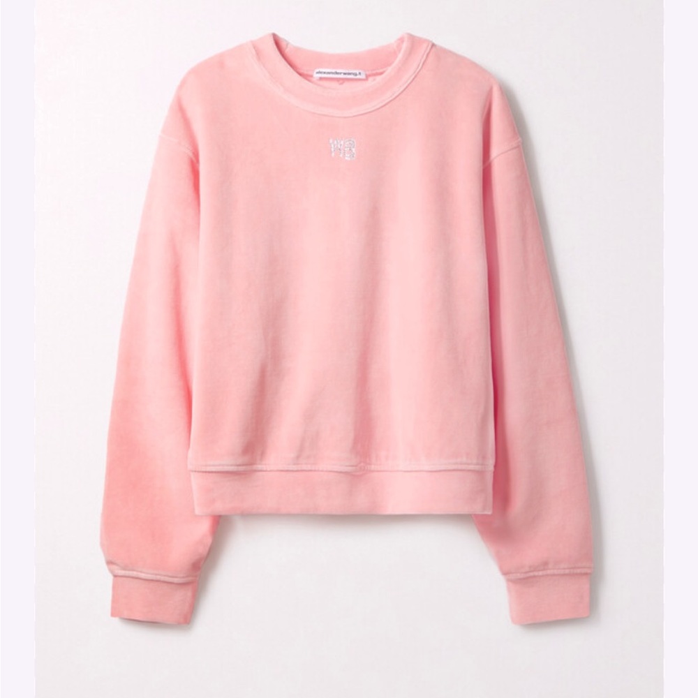 alexanderwang.t Crystal-embellished Cotton-blend Velour Sweatshirt